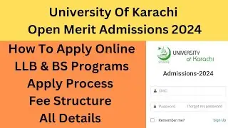 Karachi University Admissions 2023-2024 | Karachi University Open Merit Admissions 2023-2024
