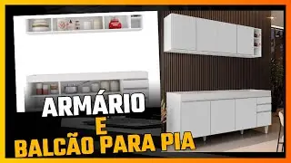 ARMÁRIO NEVADA E BALCÃO PARA PIA 180CM DALLAS BRANCO - LUMIL