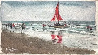 How to Paint BEACH REFLECTIONS in Watercolor | PAINT WITH ME | Goa CH-2