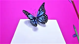 3 Boyutlu bir kelebek nasıl çizilir   3D çizim sanatı   Evde çizim yap   SANATIN KALBİ