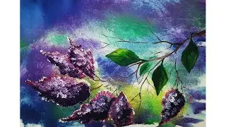 Как легко нарисовать ветку сирени. Как нарисовать сирень гуашью. Как нарисовать пейзаж. Рисуем весну