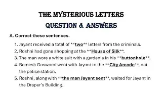 the mysterious letters class 8 question answer of English treasure book
