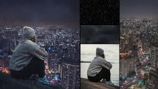 Sitting Alone [Rain Effect] Photo Manipulation Photoshop Tutorial