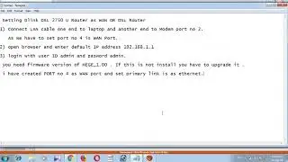 Dlink 2750U Router setting for WAN or DSL connection