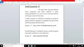 Static and Self keyword in php