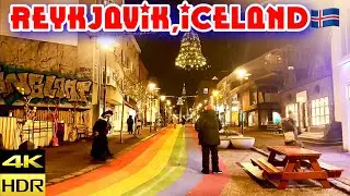 [4KHDR] Reykjavik,Iceland Christmas 2023 Walking Tour at Night