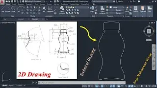 Bottle 2d drawing in autocad| technical drawing | practice drawing| 2d exercise drawing for students