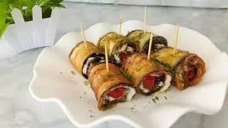 Вкусные рулетики из баклажанов. Тёщин язык. Закуска из баклажанов.