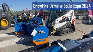SnowFire 2-in-1 Snow Plow and Snow Pusher System on a Bobcat T650 Compact Track Loader