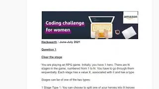 Amazon Coding Challenge for Women July 2021 |  Hackerearth (Clear the Stage  && Counting Buildings)