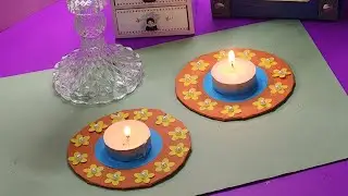 How to make candle/diya stand from paper and cardboard/simple and easy crafting ideas