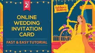 Digital Wedding Invitation Card Design Illustrator Tutorial | Illustrated Wedding ecard 2021