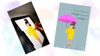 Drawing on Procreate Animated Rainy Day Cartoon Girl Holding Umbrella