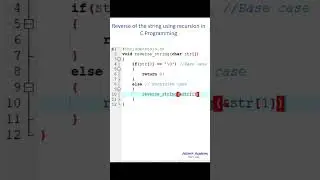 Reverse of the string using recursion in C programming ( c programming for beginners)