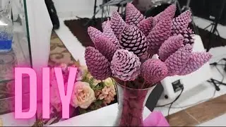 DIY vaso com pinhas | decoração de natal | ideia com pinhas #diy