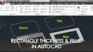 Autocad Basic Tutorial Understanding Rectangle Thickness and Fillet Value