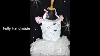 White High-Glitzy Beauty Pageant Custom Designs Little Girls Dresses