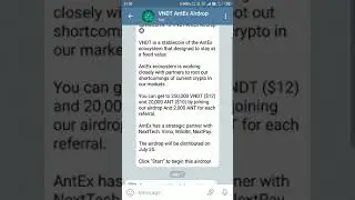 vndt crypto exchange ( 250000 vndt and 2000 ant tokens) worth 200$