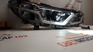 Фары с двухрежимной диодной лентой и с BI LED линзами на ниву трэвэл