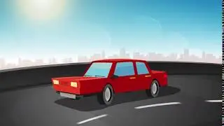 4k cartoon car driving on road city loop　キッズオンエア