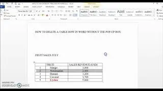 How to delete a table row in Word without the pop-up delete box