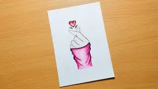 A Beautiful Girl Holding A Heart Icon | Tumblr Korean Heart || Mim Art