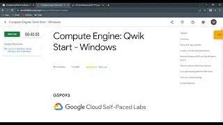 Compute Engine: Qwik Start - Windows | Qwiklab: ( GSP093 ) | GoogleCloudReady Facilitator Program #5
