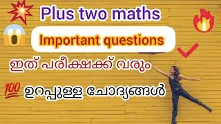 Plus two maths | Exam special | most important questions | part 2 | Malayalam | 2023 |
