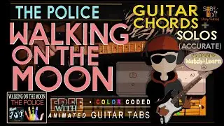 WALKING ON THE MOON - Playing Along THE POLICE - GUITAR CHORD TUTORIAL &  LYRICS (unique) + DRUM