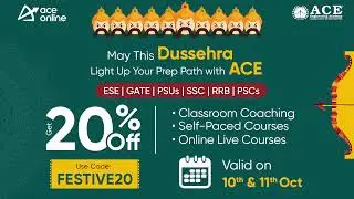 🎉 Dussehra Sale Offer: Get Flat 20% OFF on All ESE/GATE/PSC/PSU Courses! Valid 10th & 11th Oct! 🚀