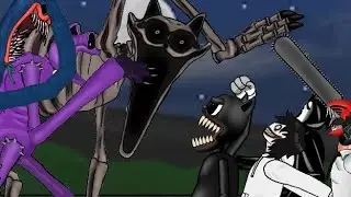 CatNap,huggy wuggy vs Jeff the Killer,ghostface,chainsaw man and cartoon cat.