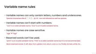 Python  Variables name and Rules