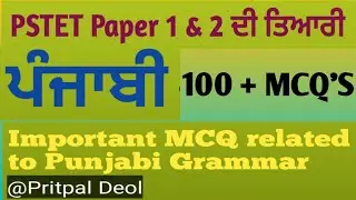 Punjabi Grammar//PSTET Paper 1 & 2 //mcq
