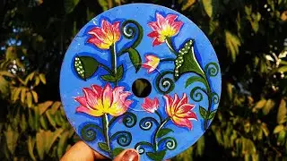 #cdpainting😍 #rajasthanseries❣️ll beautiful Rajasthani painting on cd🎨ll reuse cd 😍 #diy #reusecd