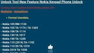 Unlock Tool New Feature Nokia keypad phone unlock Coming Soon