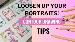 DRAWING| How to Loosen up Your Portrait Drawing| Contour drawing #portraitdrawing#drawing techniques
