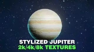 Stylized Planet Jupiter 3D Model 2k 4k 8k Textures