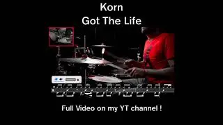 Korn - Got The Life - Drum Cover (with scrolling Drum sheet) #drumcover #drumming  #drumtutorial