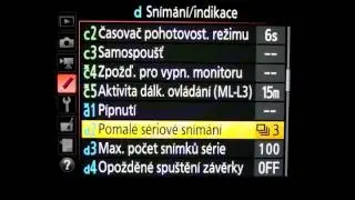 Nikon D750 - ukázka českého menu