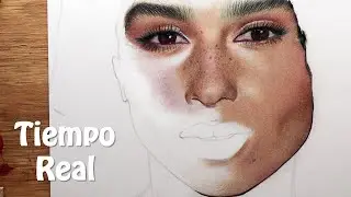 Piel morena suavizada con lápices de colores - Cómo dibujar pecas con colores