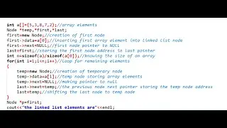 converting an array into linkedlist using classes