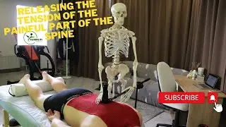 Releasing the tension of the painful part of the spine