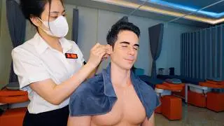 ASMR: $19 Relaxing Vietnamese Barbershop Massage + Ear Cleaning & Shave | 66 Min Full Service