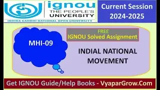 Free Solved Assignment IGNOU MHI 109 INDIAL NATIONAL MOVEMENT Current Year 2024 - 2025 Pdf
