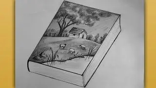 Easy Beautiful Scenery Drawing in a Book - Drawing Tutorial - Step by Step