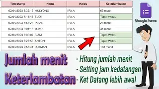 Muncul berapa menit, FORMULA HITUNG KETERLAMBATAN DAFTAR HADIR GOOGLE FORM 2023
