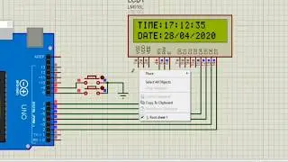 Arduino  real time clock with  Ds1307 - Proteus 7.8  simulation 2020