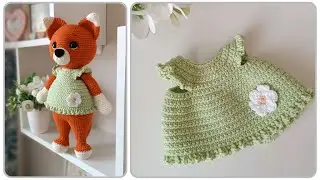 Платье крючком для лисички🦊/платье крючком для игрушки