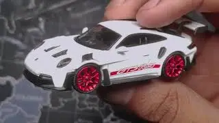 Mini GT 630 1/64 Scale Porsche 911 (992) GT3 RS White with Pyro Red Livery Diecast Model