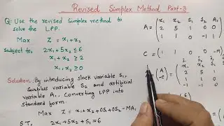 Revised Simplex Method | Example 3 | Linear Programming Problem | Operation Research | Hindi